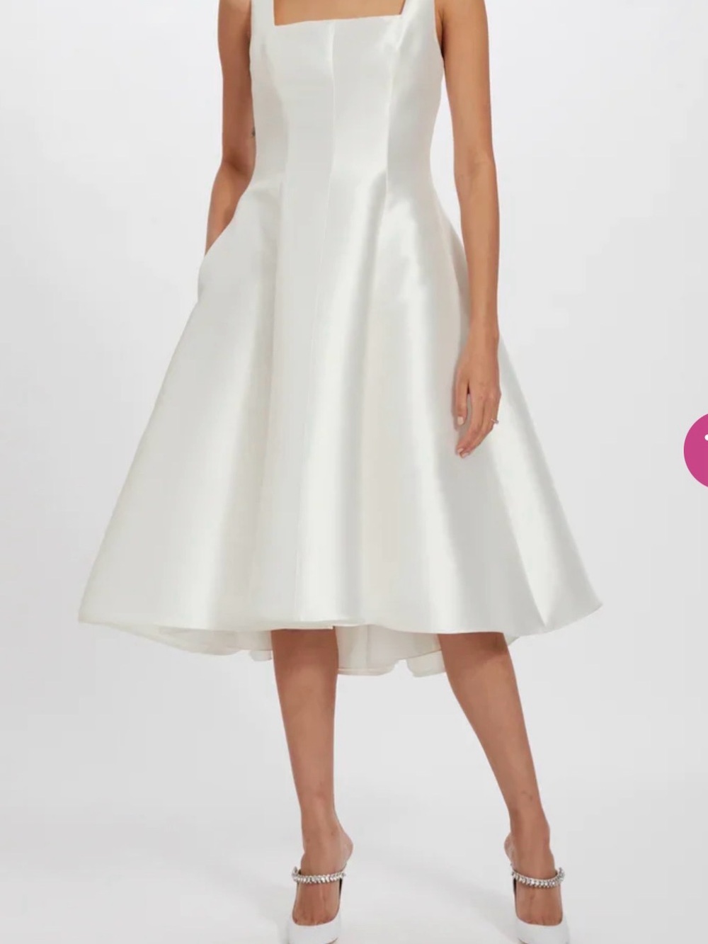 Amsale Ivory Satin Mikado Square Neck High-Low Dress